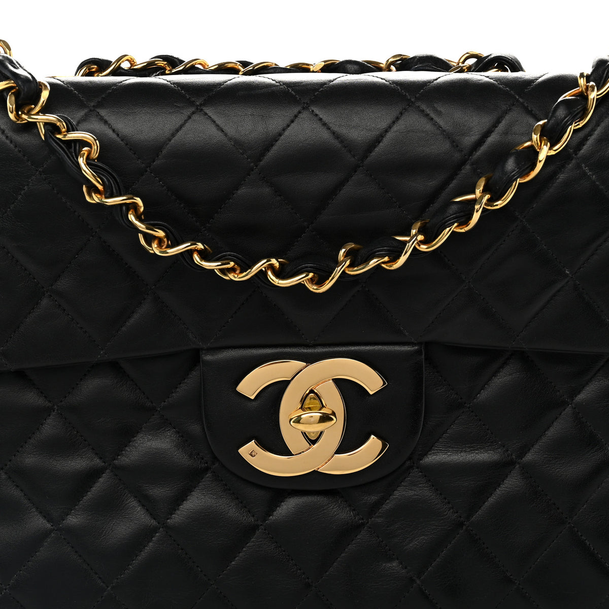 Chanel Lambskin Quilted XL Jumbo Single Flap Black 8 of 13