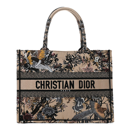 Christian Dior Canvas Embroidered Jardin D'Hiver Medium Book Tote Beige Multicolor 1 of 13