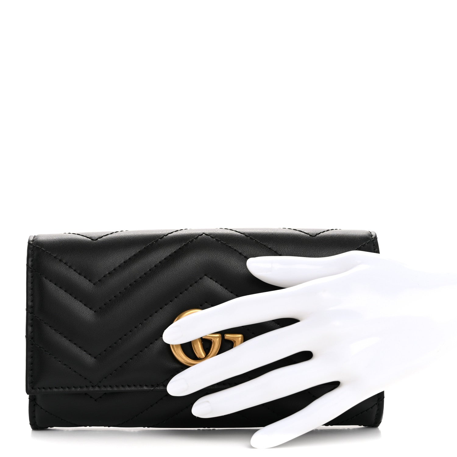 Gucci Calfskin Matelasse GG Marmont Continental Wallet Black 2 of 8