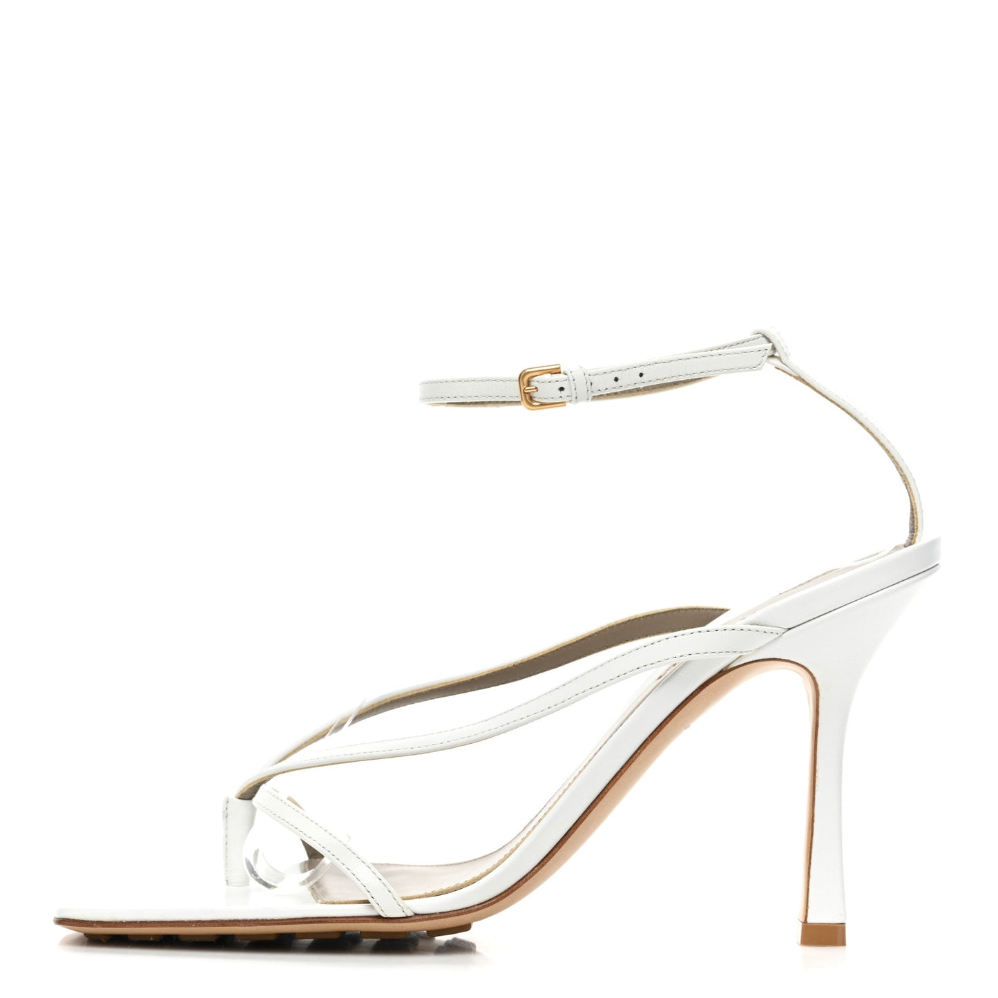 Lambskin Stretch Multi Strap 90mm Sandals 40 Optic White