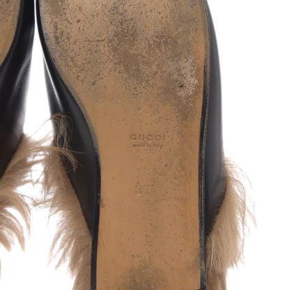 Gucci Calfskin Fur Womens Princetown Slippers 37.5 Black 8 of 8
