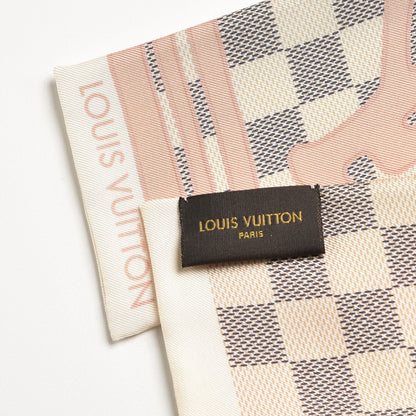 Louis Vuitton Silk Damier Azur Tahitienne Bandeau Rose Ballerine 4 of 5