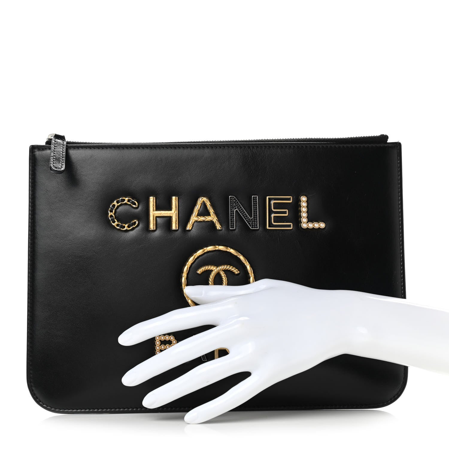 Chanel Aged Calfskin Medium Charms Deauville Pouch Black 2 of 9