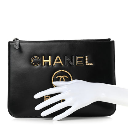 Chanel Aged Calfskin Medium Charms Deauville Pouch Black 2 of 9