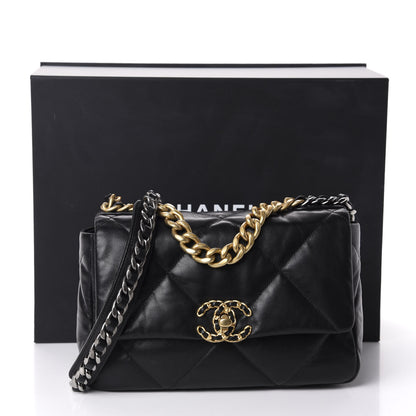 Chanel Goatskin Quilted Medium 19 Flap Black 11 of 11