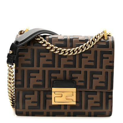 Fendi Vitello Liberty Bi-Color FF 1974 Embossed Small Kan U Shoulder Bag Maya Black 1 of 12