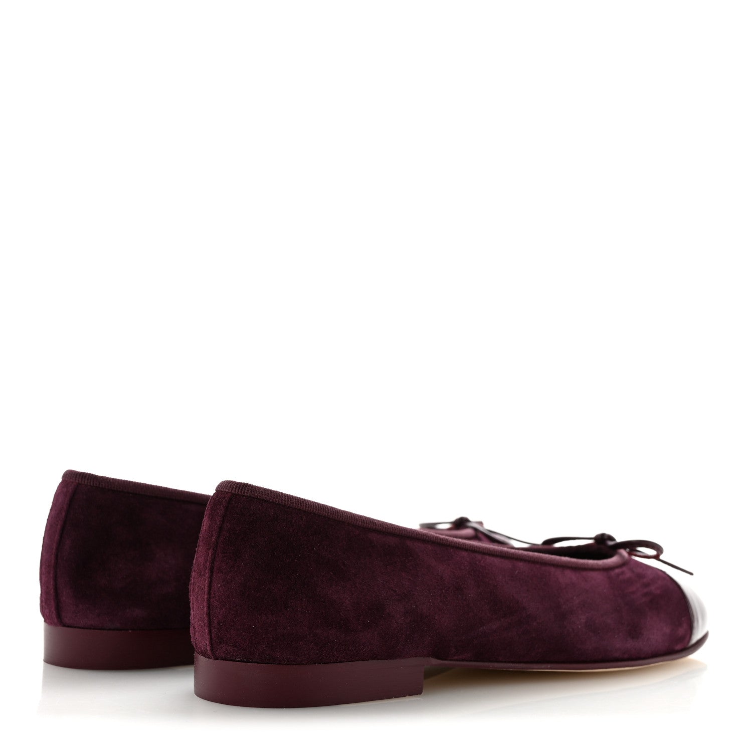 Chanel Suede Patent Calfskin Cap Toe CC Ballerina Flats 38.5 Burgundy 5 of 10