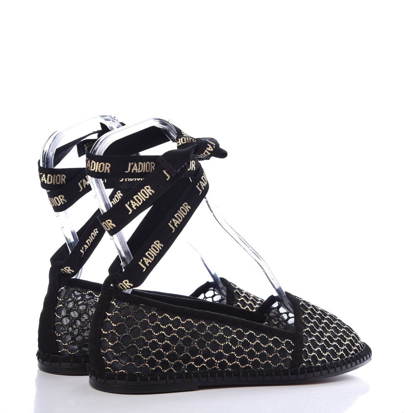 Mesh Nicely-D Ankle Tie Flat Espadrilles 38 Black