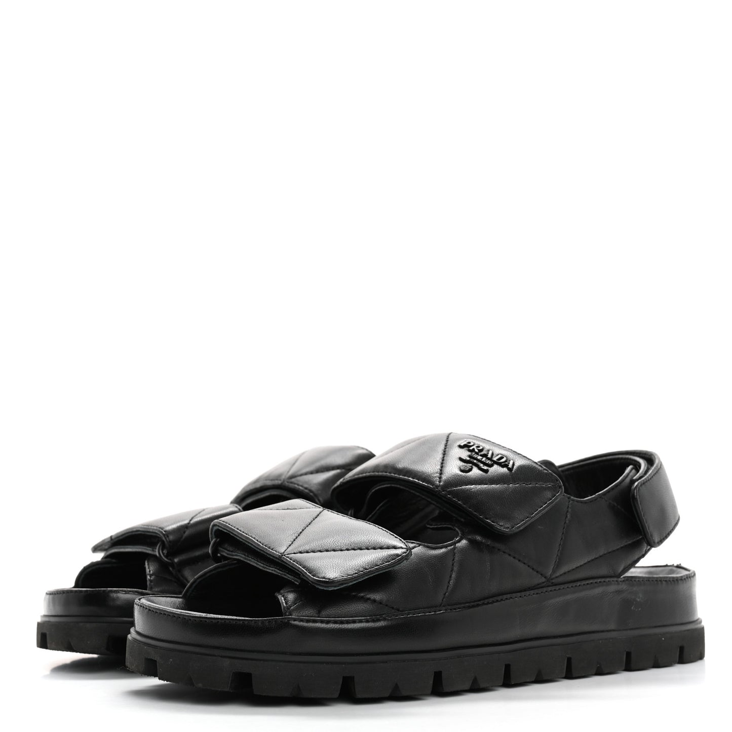 Nappa Quilted Padded Slingback Sandals 37.5 Black