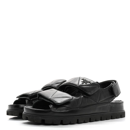 Prada Nappa Quilted Padded Slingback Sandals 37.5 Black 4 of 17