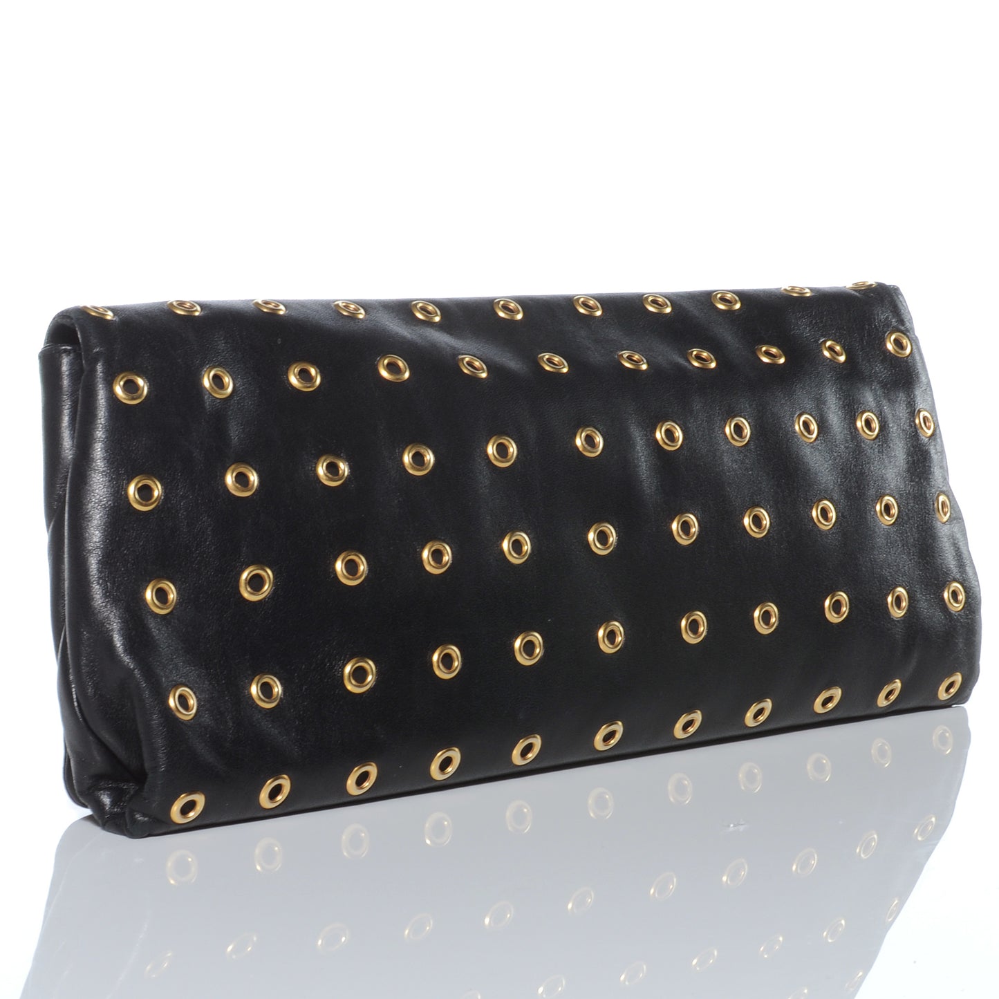 Nappa Grommet Borchie Clutch Black