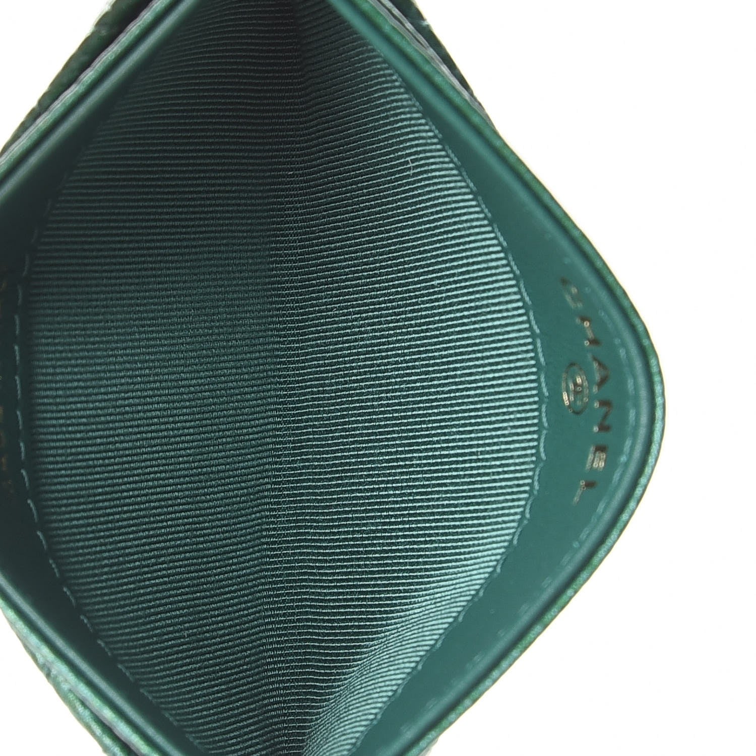 Chanel Metallic Caviar Quilted Card Holder Green 5 of 9