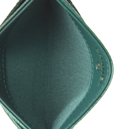 Chanel Metallic Caviar Quilted Card Holder Green 5 of 9