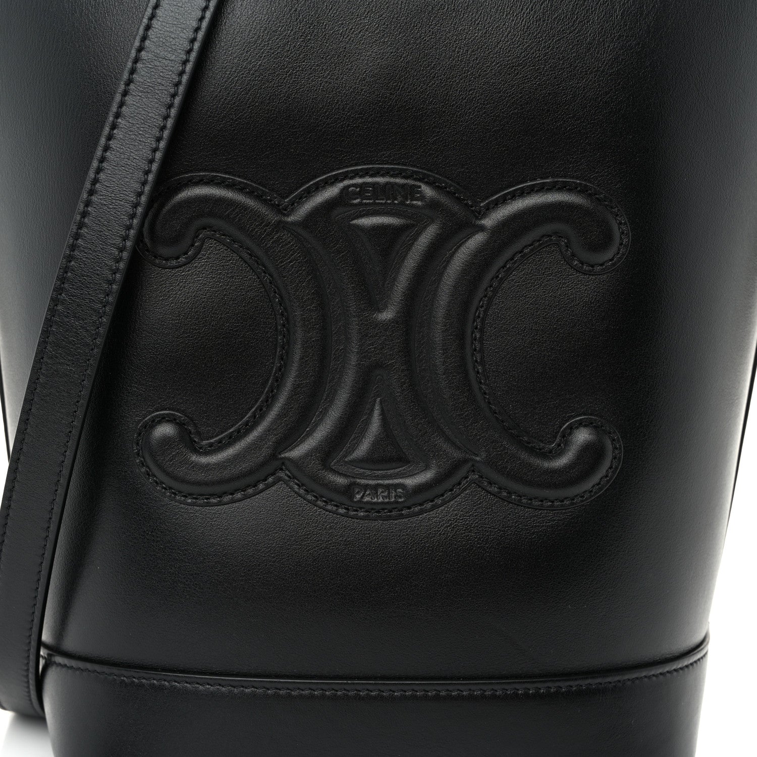Celine Smooth Calfskin Small Cuir Triomphe Bucket Bag Black 8 of 10