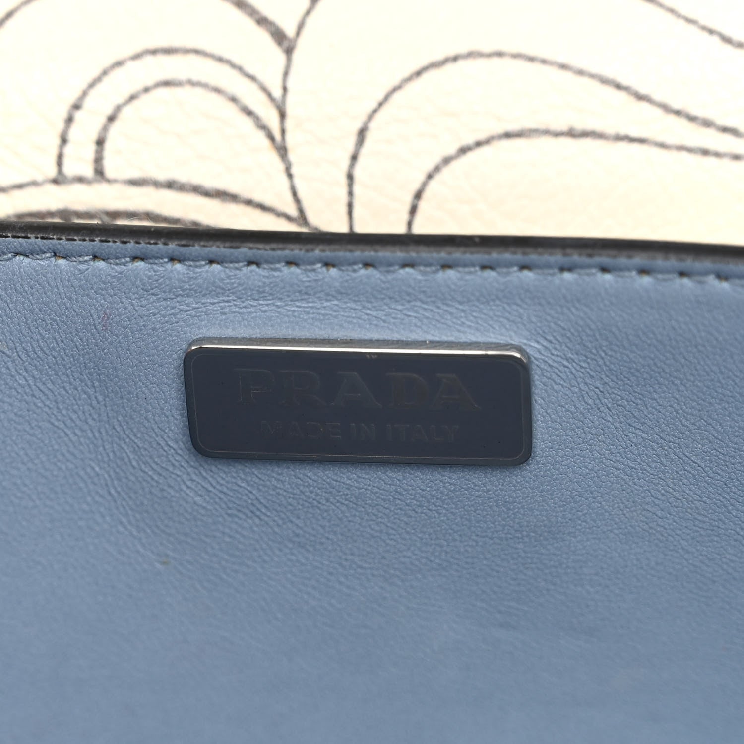 Prada X JAMES JEAN Glace Calfskin Rabbit Print Cahier Bag Opaline 6 of 13