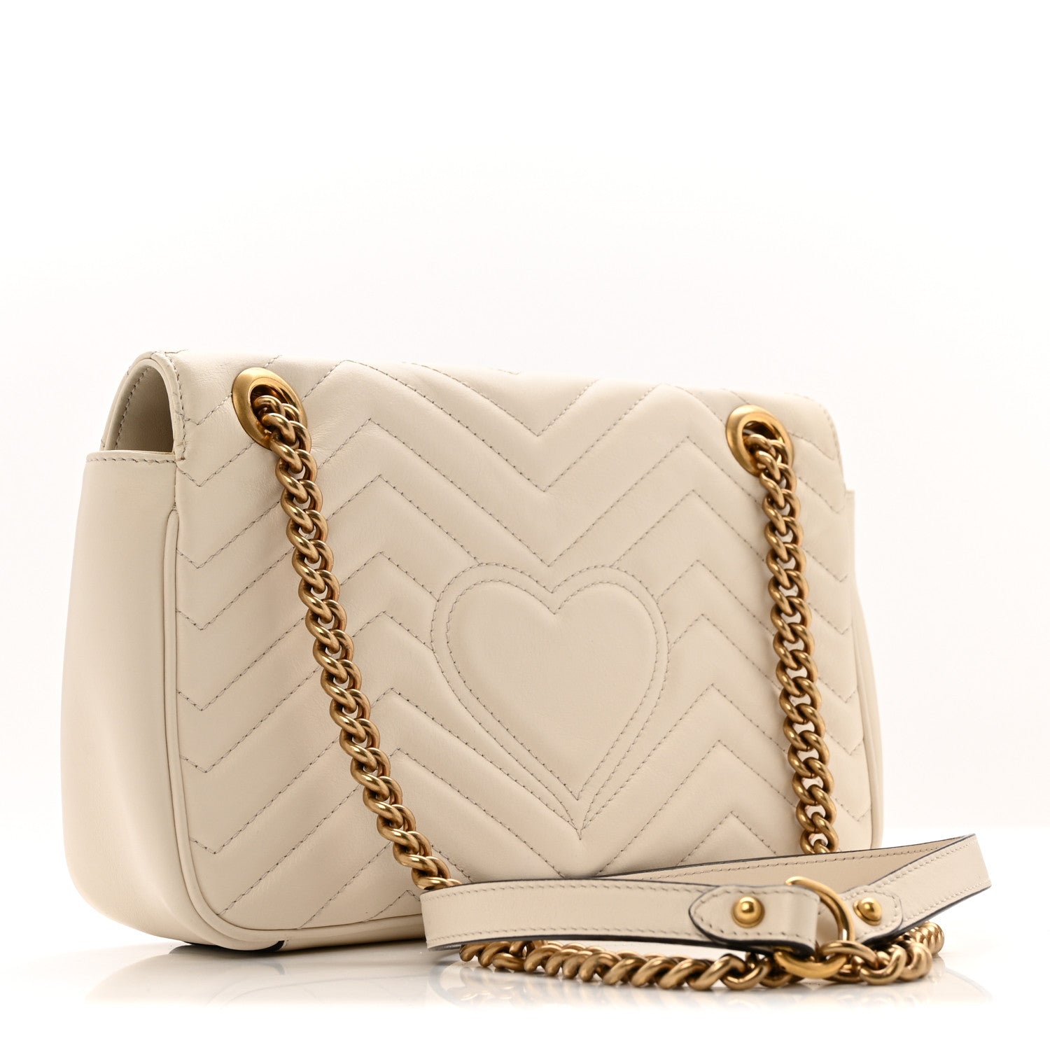 Gucci Calfskin Matelasse Small GG Marmont Shoulder Bag White 3 of 13