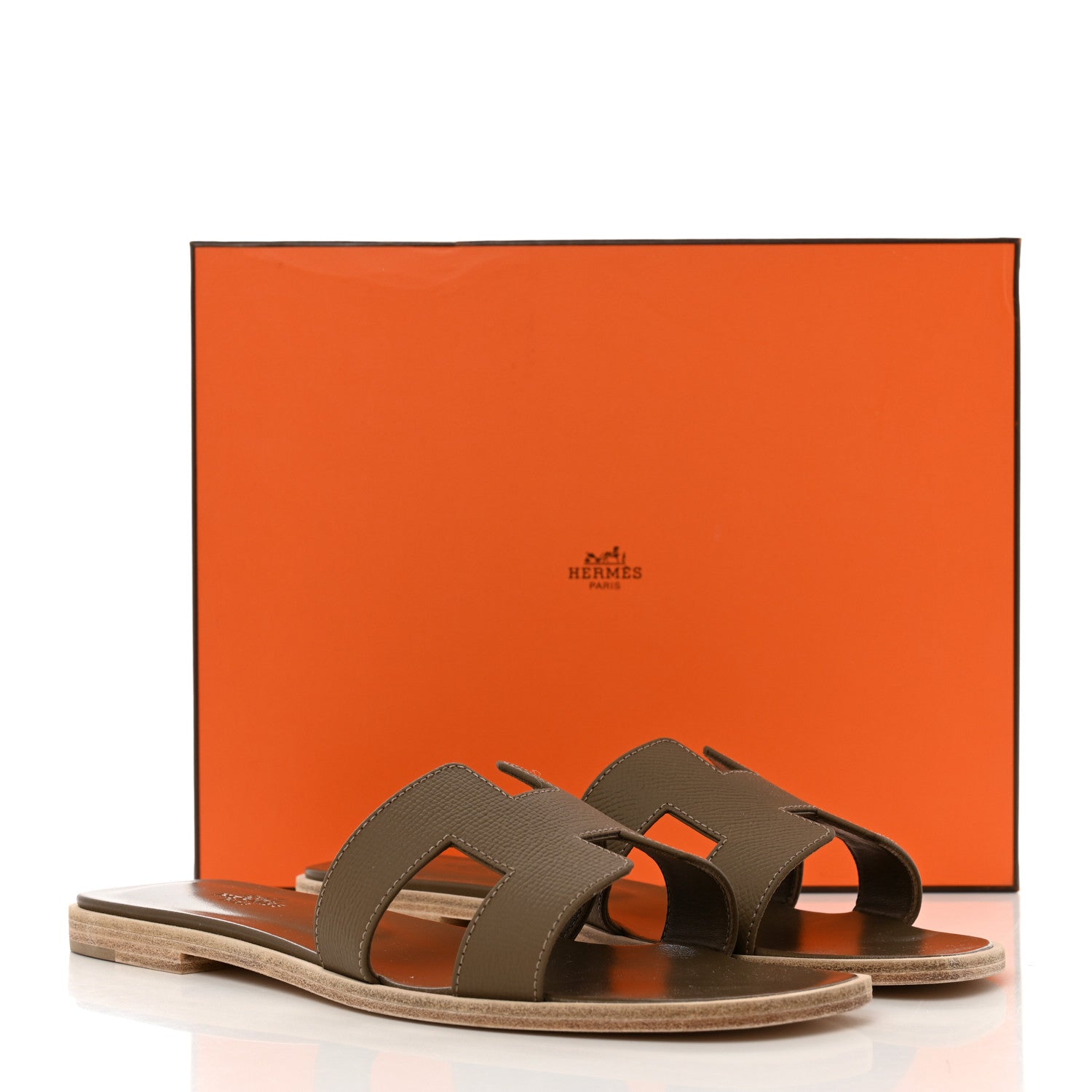 Hermes Epsom Oran Sandals 38.5 Etoupe 9 of 9