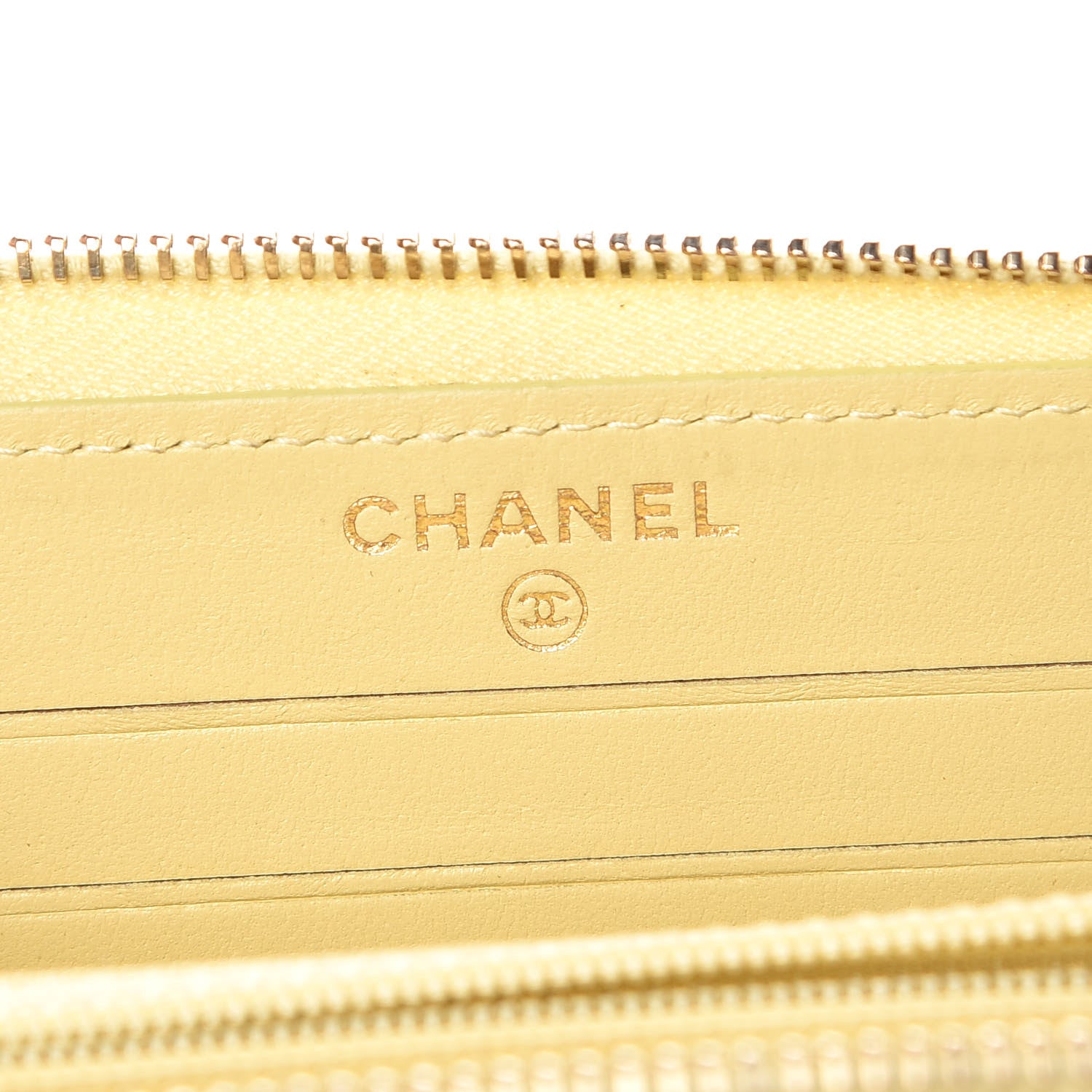 Chanel Lambskin Quilted Small Zip Around Wallet Yellow 6 of 13