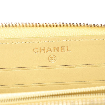 Chanel Lambskin Quilted Small Zip Around Wallet Yellow 6 of 13
