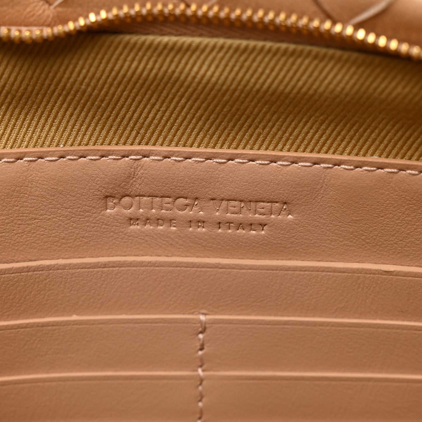 Nappa Intrecciato Small Zip Pouch Caramel