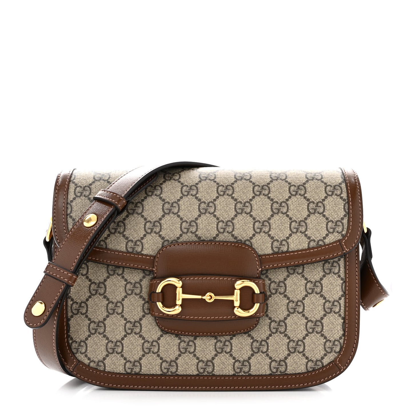 GG Supreme Monogram Horsebit 1955 Shoulder Bag Beige Brown Sugar