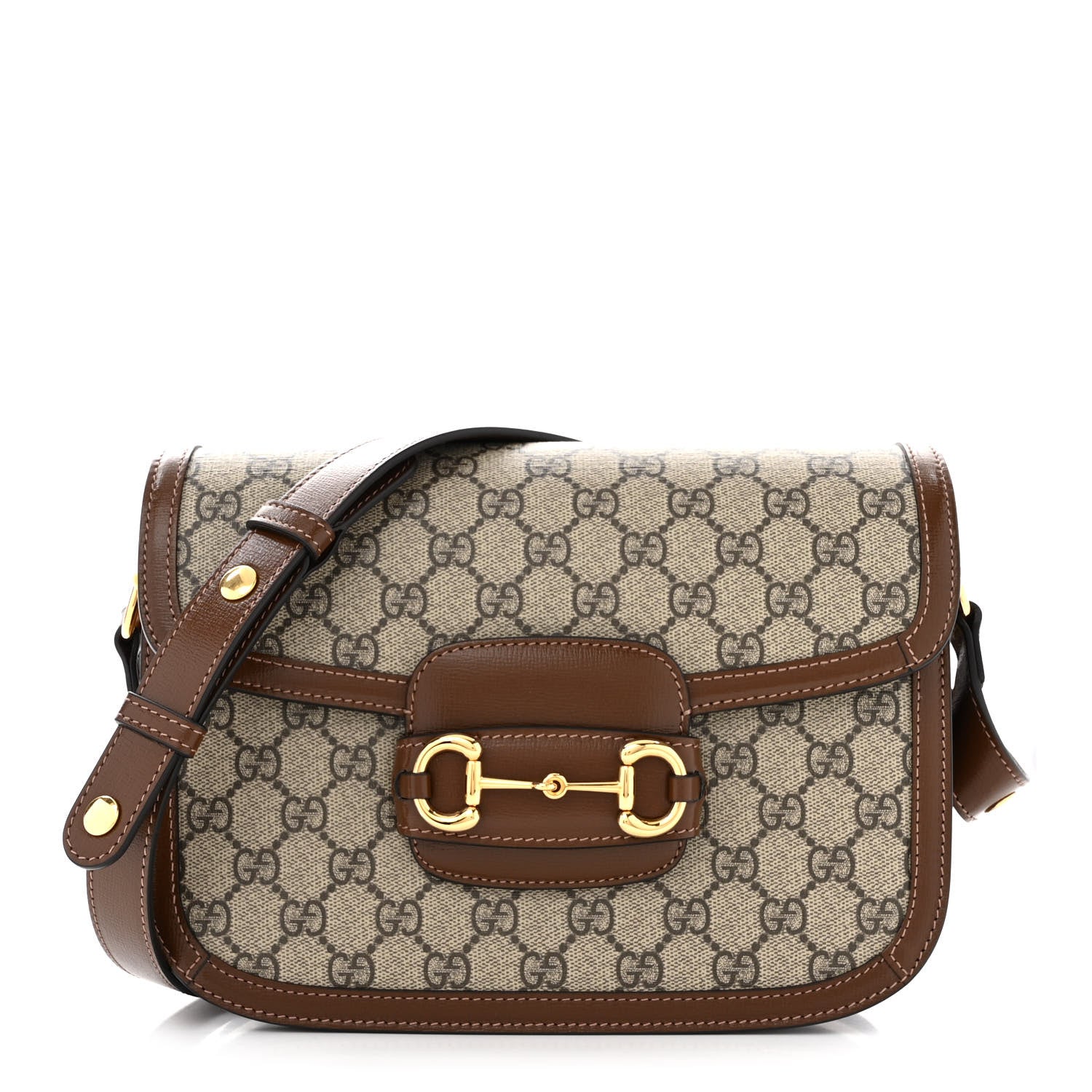 Gucci GG Supreme Monogram Horsebit 1955 Shoulder Bag Beige Brown Sugar 1 of 10