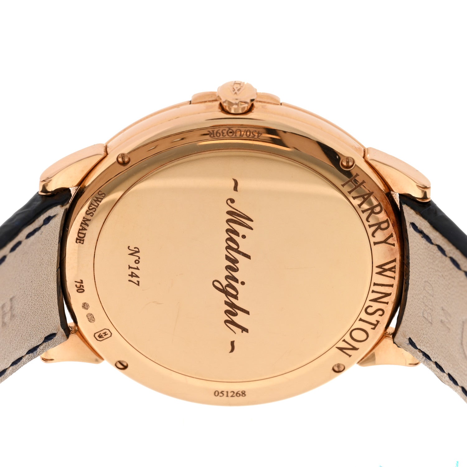 Harry Winston 18K Rose Gold Alligator Diamond 39mm Midnight Quartz Watch Champagne 4 of 6