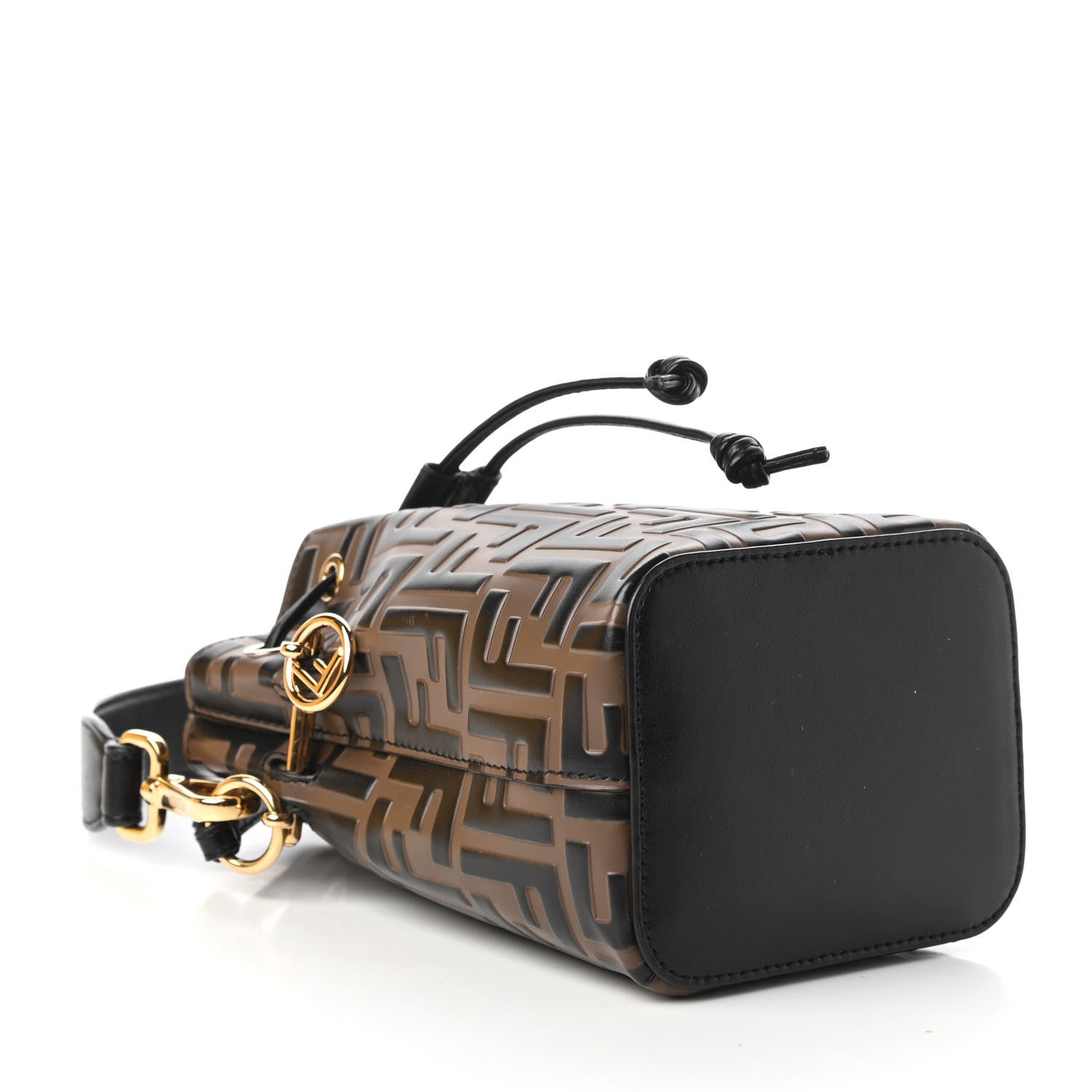 Fendi Vitello Liberty F is Fendi Bi-Color FF 1974 Embossed Mini Mon Tresor Bucket Bag Maya Black 4 of 11
