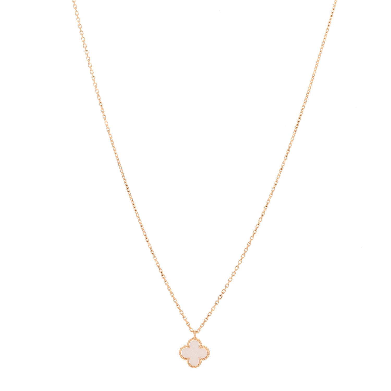 Van Cleef & Arpels 18K Yellow Gold Mother of Pearl Sweet Alhambra Pendant Necklace 1 of 6