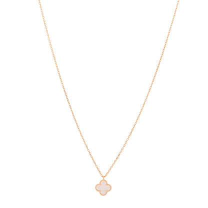 Van Cleef & Arpels 18K Yellow Gold Mother of Pearl Sweet Alhambra Pendant Necklace 1 of 6
