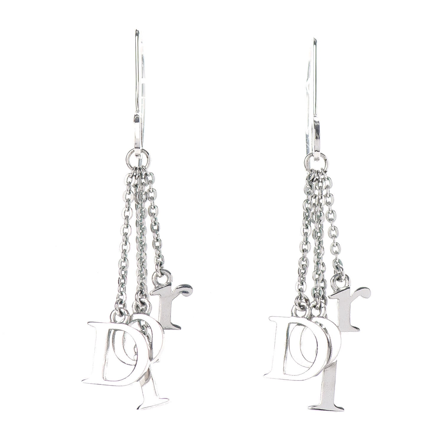 Christian Dior Logo Earrings Silver 1 of 3