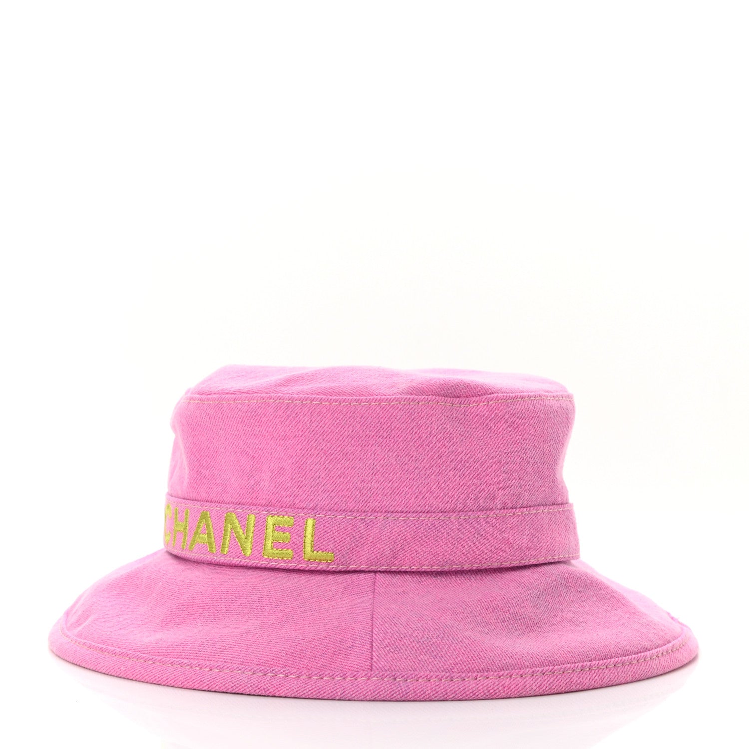 Chanel Denim Logo Bucket Hat M Pink Yellow 5 of 9