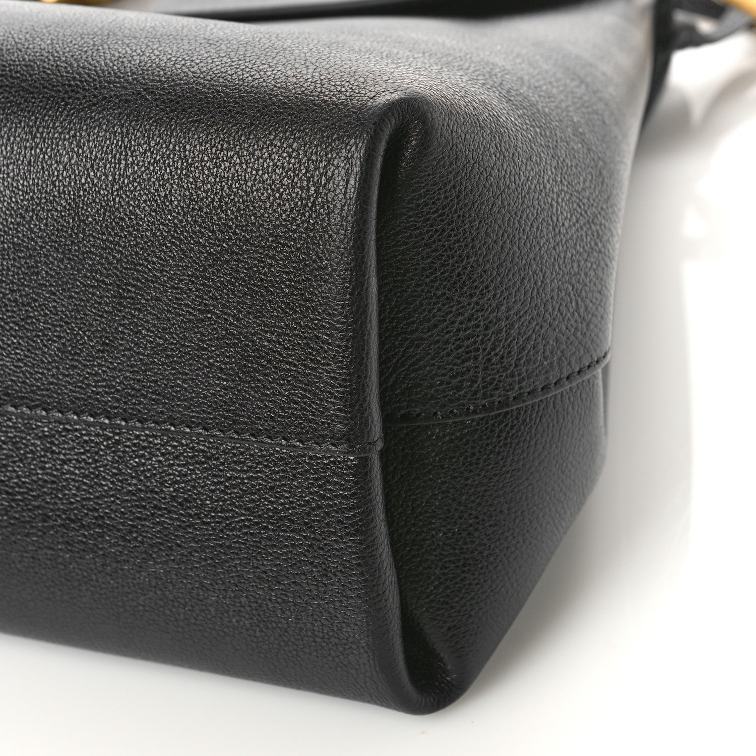 Valentino Garavani Pebbled Calfskin Large VRing Chain Shoulder Bag Black 8 of 8