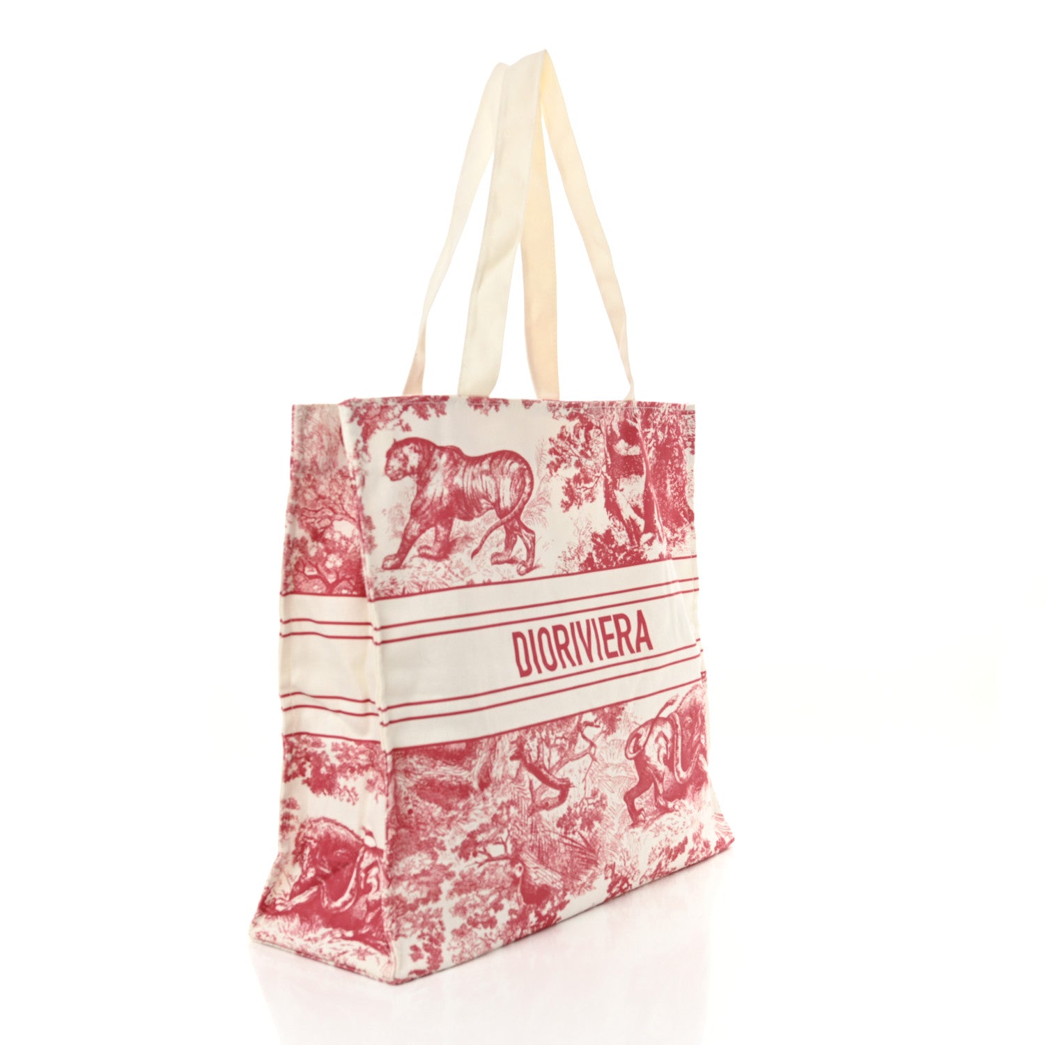 Christian Dior Straw Dioriviera Tote Red 3 of 12