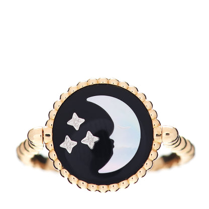 Christian Dior 18K Yellow White Gold Diamond Black Onyx Mother of Pearl Rose Celeste Ring 52 6 1 of 7