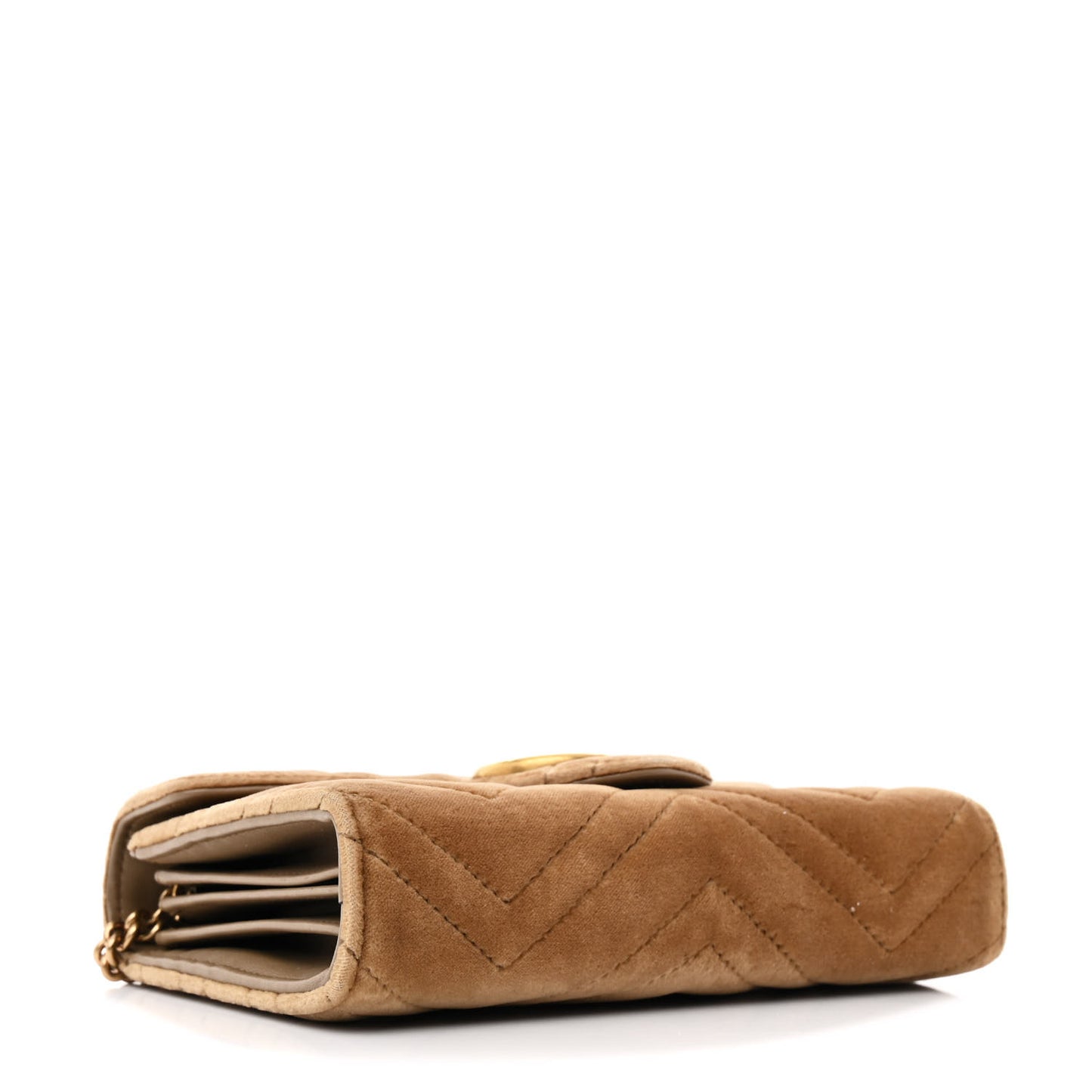 Velvet Matelasse GG Marmont Chain Wallet Taupe