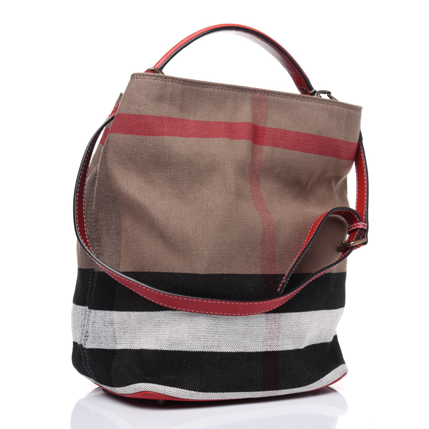 Burberry Canvas Mega Check Medium Ashby Hobo Cadmium Red 5 of 27