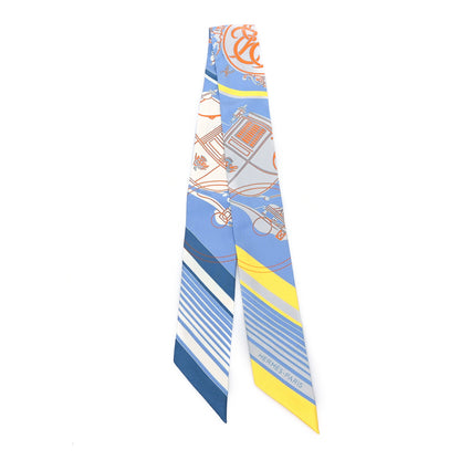 Hermes Silk Ex-Libris Sticker Twilly Bleu Moyen Jaune Vif 2 of 4