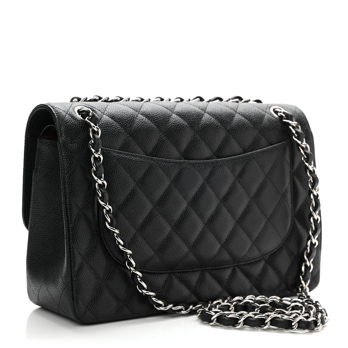 Caviar Quilted Jumbo Double Flap Black