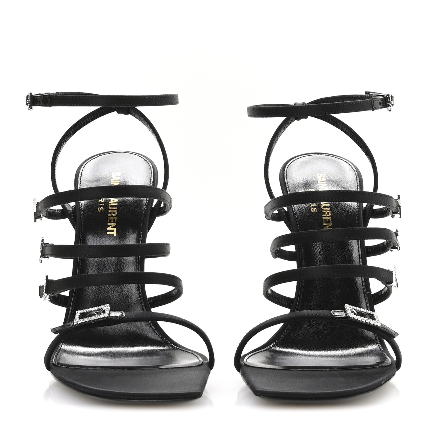 Crepe Satin Crystal Jerry 110 Sandals 37 Black
