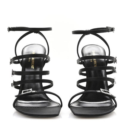 Saint Laurent Crepe Satin Crystal Jerry 110 Sandals 37 Black 3 of 8