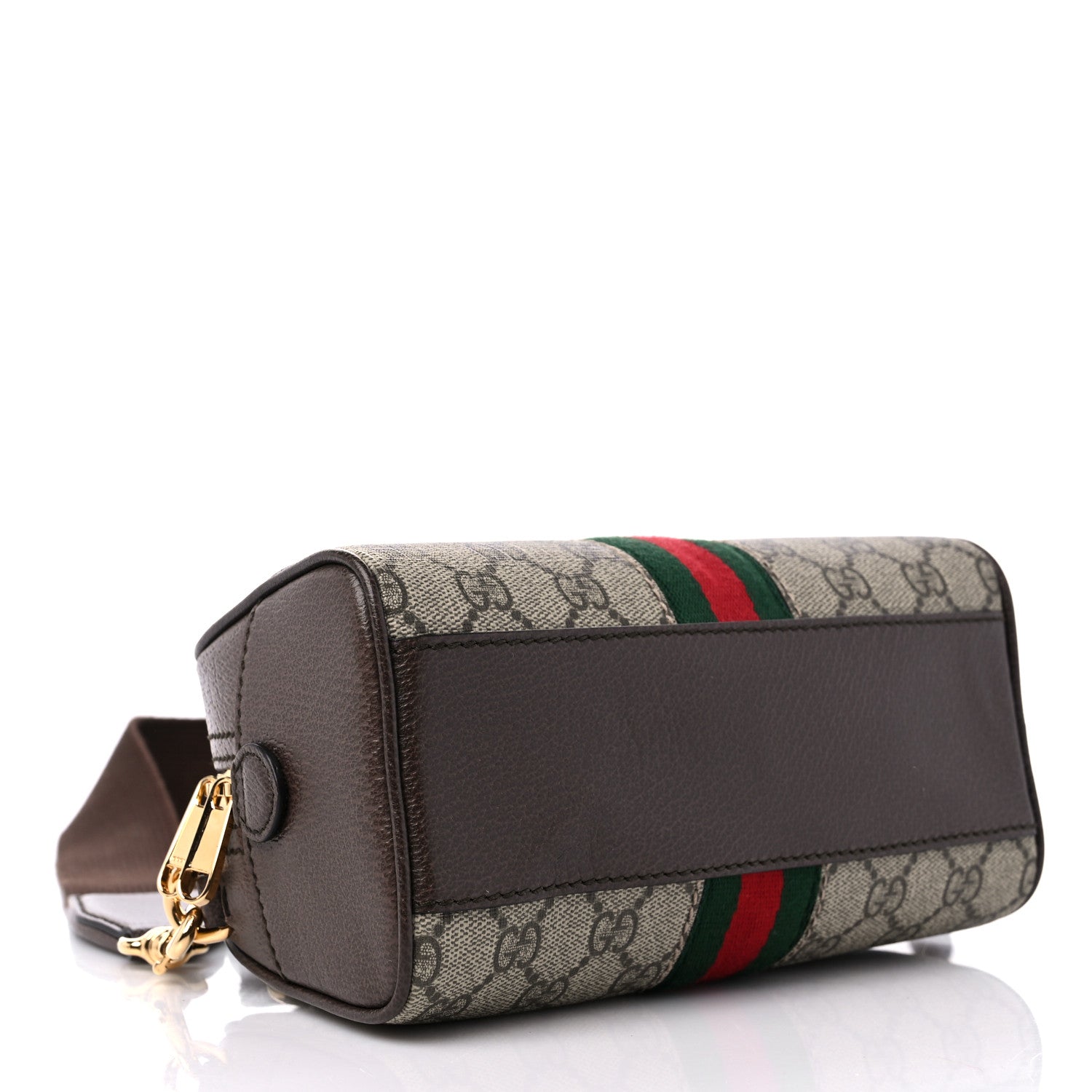 Gucci GG Supreme Monogram Textured Dollar Calfskin Web Mini Ophidia Top Handle Bowler Bag Beige Ebony New Acero 4 of 9