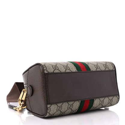 Gucci GG Supreme Monogram Textured Dollar Calfskin Web Mini Ophidia Top Handle Bowler Bag Beige Ebony New Acero 4 of 9