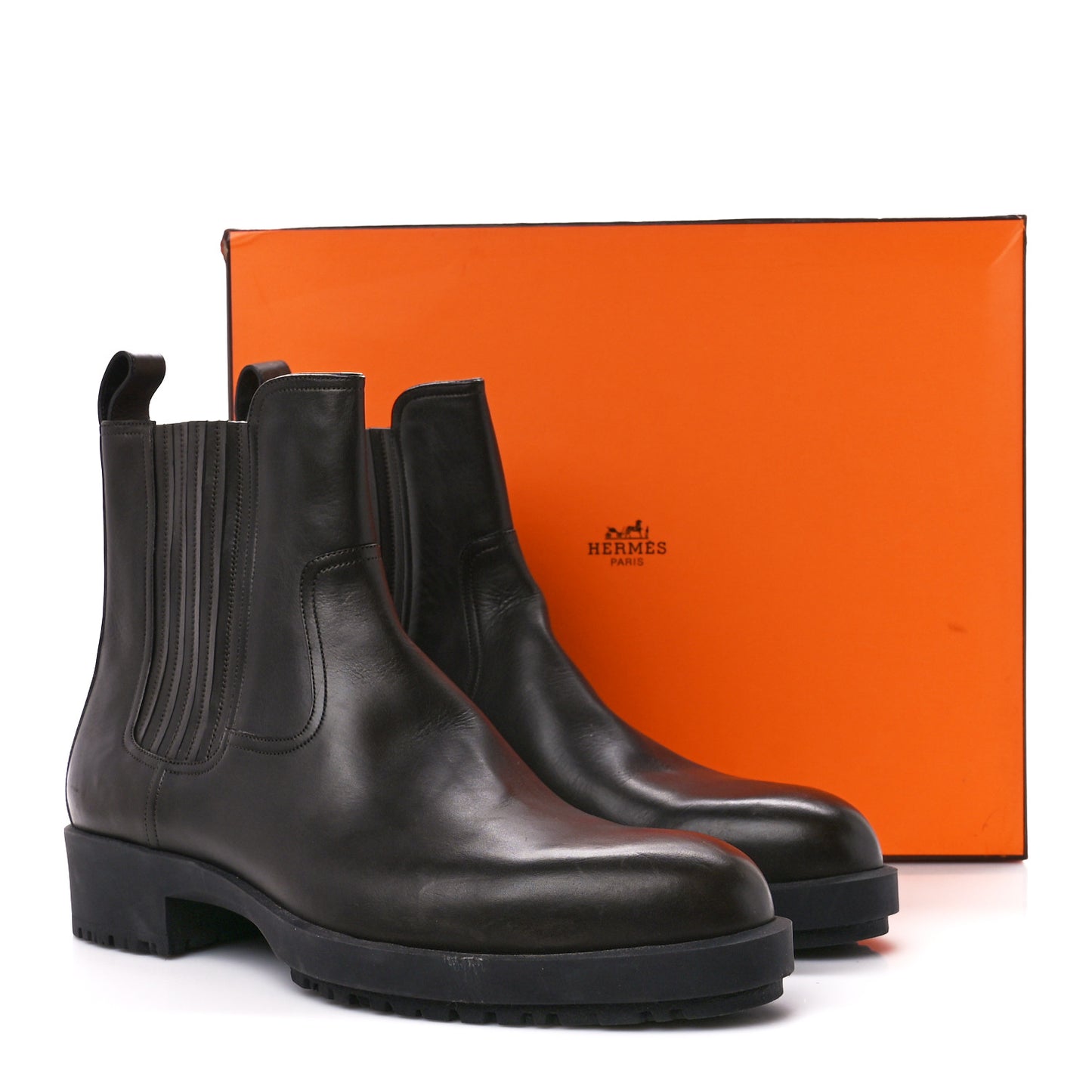 Calfskin Mens Chelsea Ankle Boots 44 Black