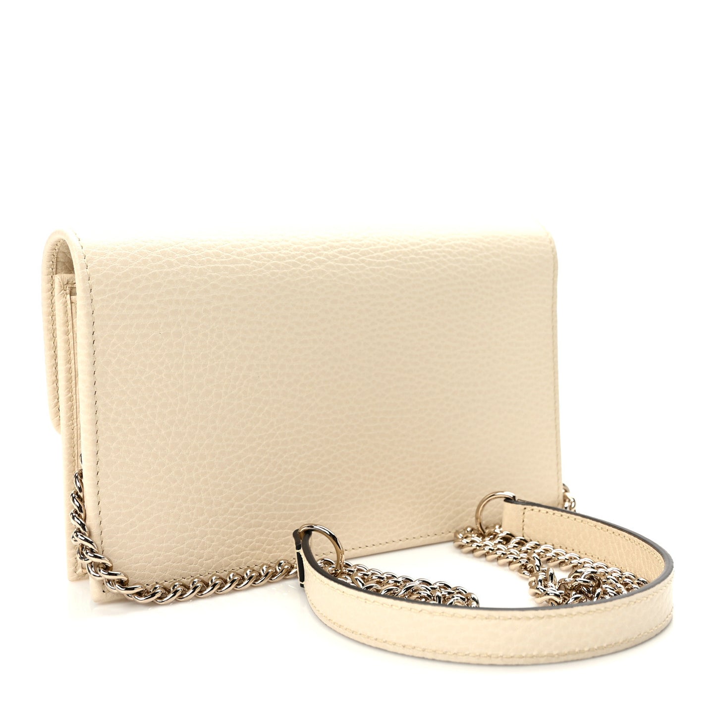Dollar Calfskin Interlocking G Chain Wallet Ivoire