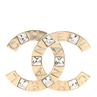 Chanel Baguette Crystal Logo CC Brooch Gold 1 of 4