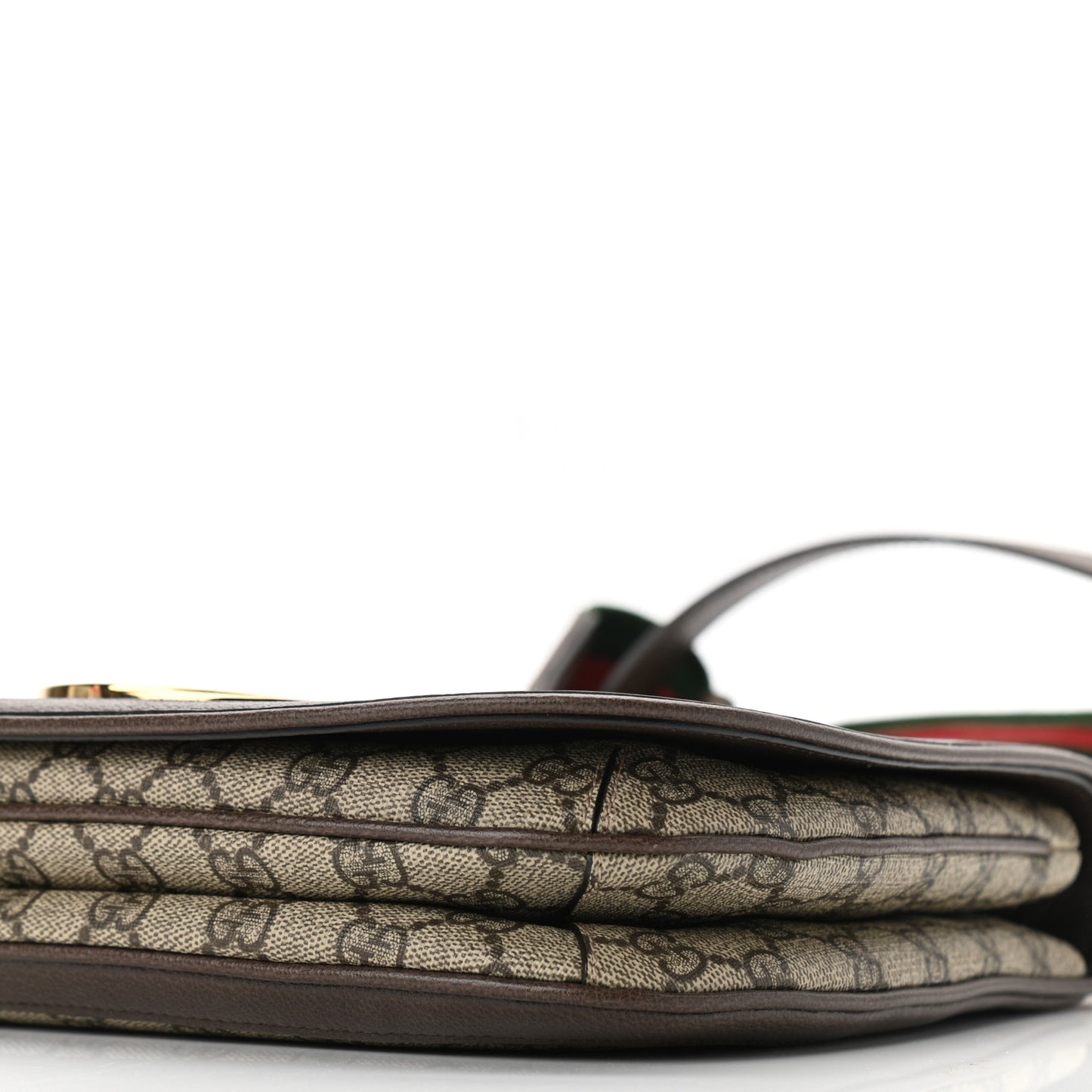 GG Supreme Monogram Textured Dollar Calfskin Web Medium Blondie Shoulder Flap Bag Beige Ebony New Acero