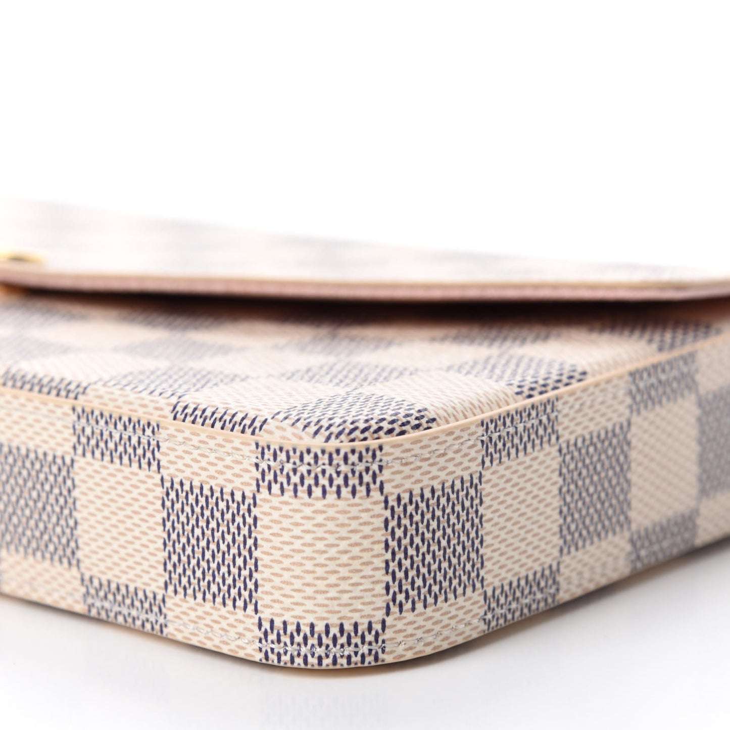 Damier Azur Pochette Felicie Chain Wallet Rose Ballerine