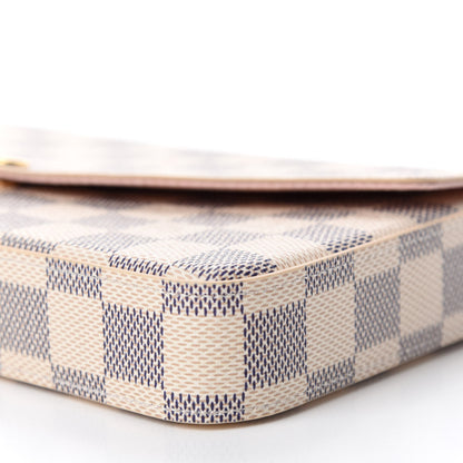 Louis Vuitton Damier Azur Pochette Felicie Chain Wallet Rose Ballerine 7 of 12