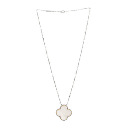 Van Cleef & Arpels 18K White Gold Mother of Pearl Magic Alhambra Pendant Necklace 2 of 4
